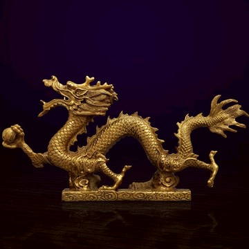 黃銅龍擺件龍王漢龍過江龍風水招財工藝品家居客廳桌面裝飾品擺設