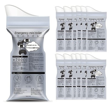 PUSH!戶外休閒用品應急尿袋12入附遮羞布戶外登山方便移動廁所小便男女老少兼用車用尿袋12入(J28)