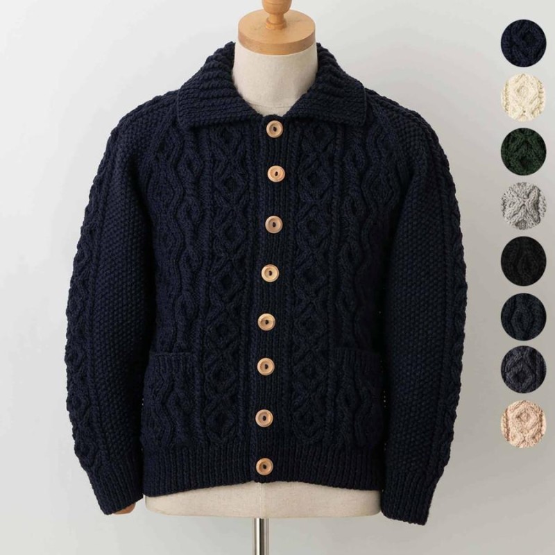 インバーアラン INVERALLAN 長袖ニットカーディガン ARAN LUMBER CARDIGAN 3A メンズ レディース |  LINEブランドカタログ