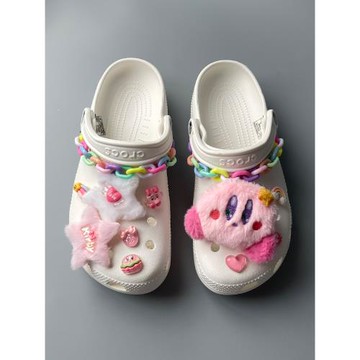 適用crocs洞洞鞋配飾粉色卡通鞋扣小紅書毛絨星星DIY裝飾鞋花可愛