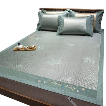 南極人冰絲涼席1.8m床藤席1.2三件套夏季1.5米可折疊席子2.0草席