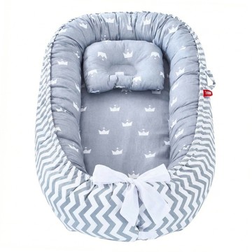 嬰兒床中床 05 88 x 53cm 內徑 68 x 30 1.2gk 0歲以上  波浪灰黃冠  1個