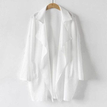 2025新款春夏季薄款風衣外套女七分袖單層寬松外搭防曬中袖薄上衣【木屋雜貨】