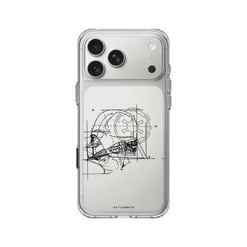 iPhone 17 Pro Max Clear Case（相機按鈕） 透明 - 迪士尼-星際大戰 Star Wars - 黑武士-線稿風格