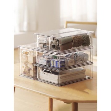 日本PET居家收納盒帶蓋化妝品收納筐衣物整理箱家居桌面儲物盒子