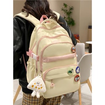 書包女韓版小清新初中生背包純色簡約大容量高中大學生森系雙肩包