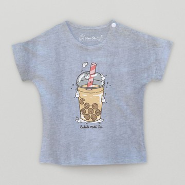 Kid-麻糬兔珍珠奶茶小孩T-shirt (灰色)