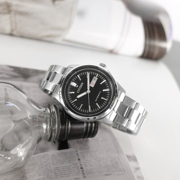 CITIZEN 星辰表 / NH8400-87E / 簡約紳士 機械錶 自動上鍊 星期日期 防水100米 不鏽鋼手錶-黑色 / 42mm