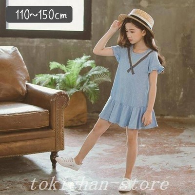 子供服女の子ワンピース半袖ナチュラルおしゃれお洒落かわいい可愛い子ども服こども服キッズジュニア小学生無地ワンピース小学生サイズ 通販 Lineポイント最大get Lineショッピング