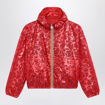 Red Laurette jacket with laminated print