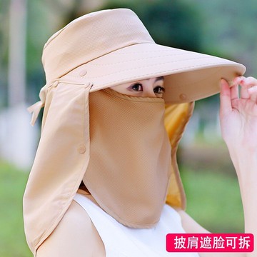 夏季帽子女遮陽防曬帽采茶遮臉防紫外線女士可折疊戶外大沿太陽帽
