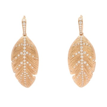 JEWELRY 無品牌珠寶 針式耳環 葉子18K玫瑰金 鑽石 【二手名牌BRAND OFF】