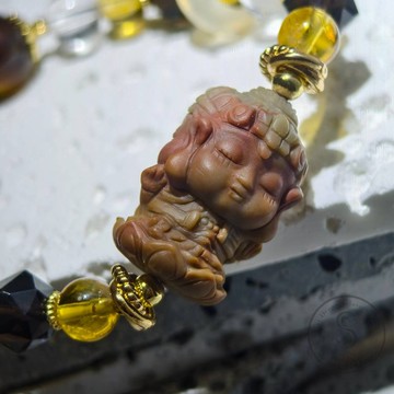 【Dream Crystal Art】八方納福-阿拉善三面大黑天水晶設計款手串