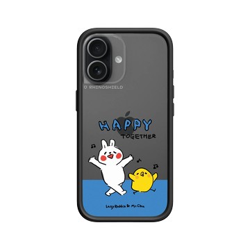 iPhone 17 Mod NX -邊框背蓋組合 (相機按鈕) 黑 - 懶散兔與啾先生 Lazy Rabbit and Mr.Chu - 左手的快樂