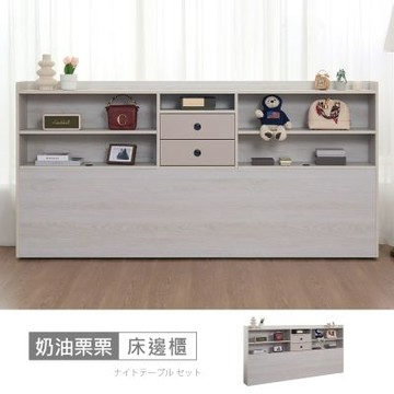 時尚屋 奶油栗栗7尺床邊櫃 寬212x深24x高104公分-免運費/免組裝/床邊櫃