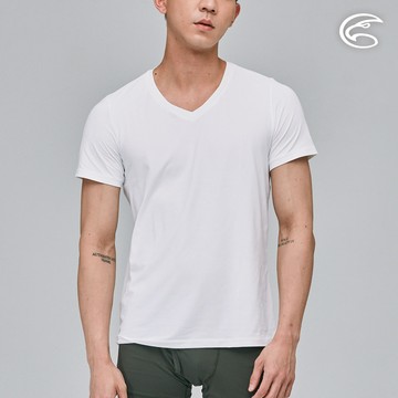 ADISI 男Tactel Pro短袖快乾排汗V領內衣AL2311079 (S-2XL) 白色