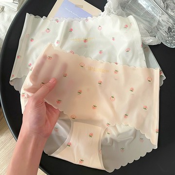 草莓冰絲少女超薄內褲女無痕性感速幹學生純棉檔抗菌中腰三角褲女