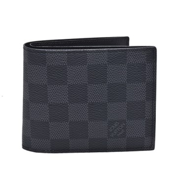 LV Louis Vuitton路易威登 N63336 經典MARCO系列Damier帆布印花折疊短夾(零錢袋)
