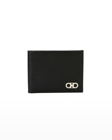 Men's Revival Gancini Bi-Fold Leather Wallet, Black/Red