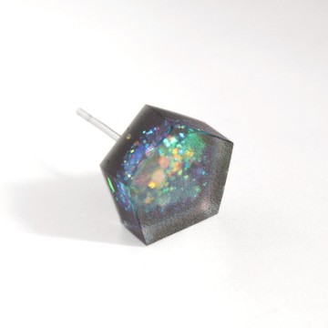 映像運動 / 樹脂耳環 - 單隻 / 五角形 亮片 深紫色 閃爍