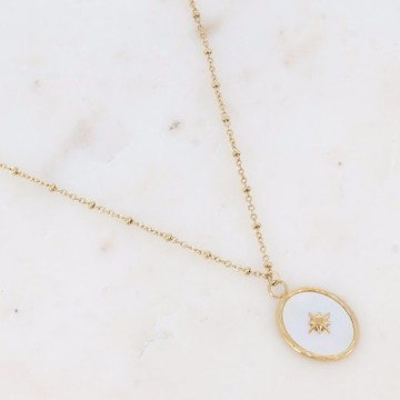 ikita Paris 橢圓母貝星星墜項鍊