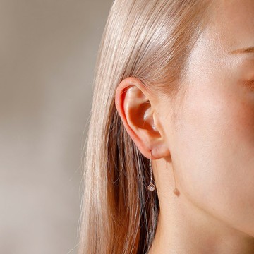 sway-cube 垂墜方塊無鎳耳環 PG 粉色金 搖擺的方塊 簡約時尚設計 粉色金