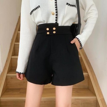 胖mm西裝短褲女2022春夏新款大碼高腰外穿熱褲休閑寬松a字闊腿褲