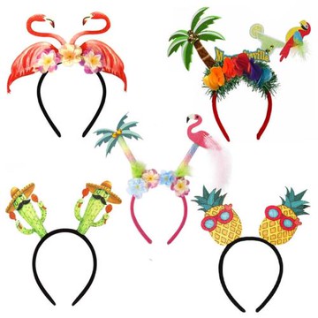 夏威夷派對火烈鳥菠蘿發箍頭箍夏日主題聚會裝飾頭飾沙灘拍照道具