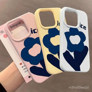 卡通藍色小花 防摔 適用蘋果iphone 78p xr i11 i12 13 14 15 16 pro max手機殼