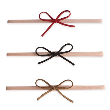 美國baby bling - 蝴蝶結髮飾/髮夾_細髮帶三入組-紅黑咖 (0-5歲適用)