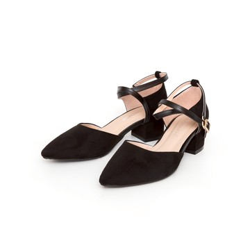 NG鞋特賣★GREEN PINE優雅尖頭後帶粗跟鞋 黑色 (00568093)