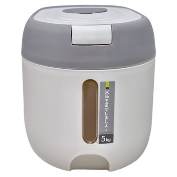 日式一鍵自動彈蓋儲米桶 5KG  30.8 x 19.5 x 18cm  灰白色  1個