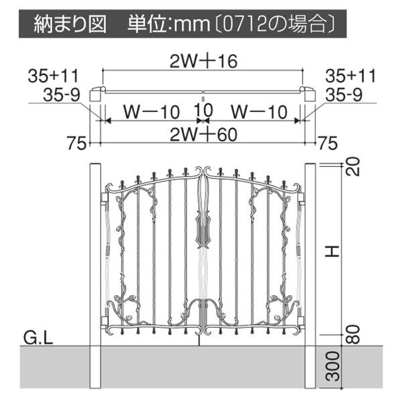 プロヴァンス 門扉 5型 両開き 門柱タイプ 三協アルミ LINEショッピング