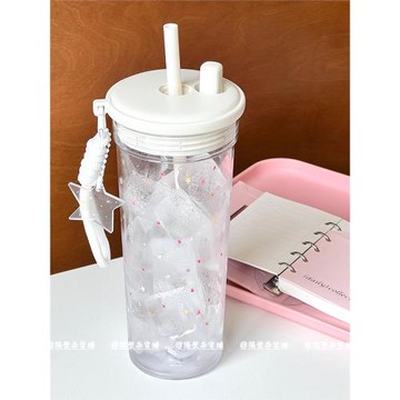 隔壁雜貨鋪原創塑料水杯夏日星星吸管杯成人大容量高顏值便攜新款