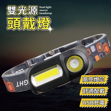 快速出貨🔥雙光源頭戴燈 頭戴照明燈 戶外照明燈 USB充電 強光頭燈 手電筒 LED頭燈 廣角聚焦 登山露營燈 照明燈