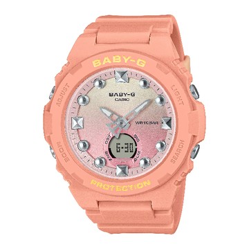 CASIO 卡西歐 BABY-G BGA-320系列 BGA-320-4A1 漸變冬日色彩雙顯腕錶 橘 42.4mm