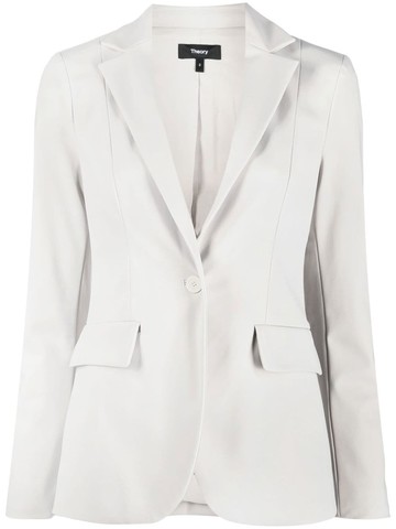 Theory - single-breasted tailored blazer - women - Polyamide/Spandex/Elastane - 14 - Grey