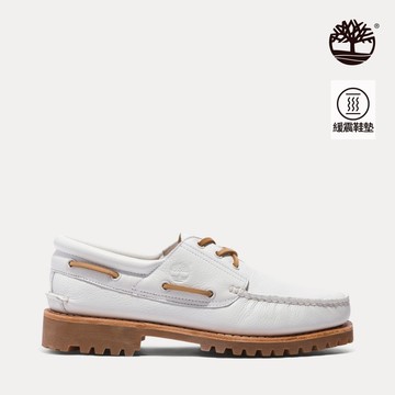 Timberland 男款白色三孔手工縫製帆船鞋|A4149EM2
