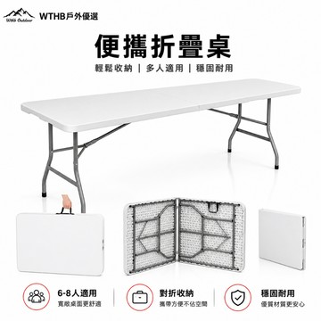 WTHB 折疊桌 免運 露營桌 便攜式折疊桌 可折疊桌 折疊辦公桌 便攜式野餐桌 擺攤桌子 會議桌 白色桌子 擺攤書