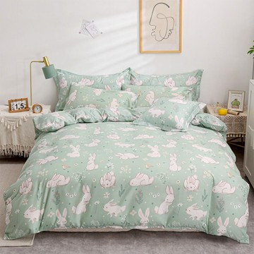 Miura Yuuna 三浦優那 抗菌寢具4件組 台灣製  309 兔寶貝  床包 + 被套 + 枕套 2個  Queen Size(186 x 180cm)