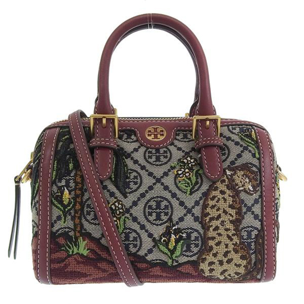 TORY BURCH - 緹花拼接皮革小波士頓包 (老虎)