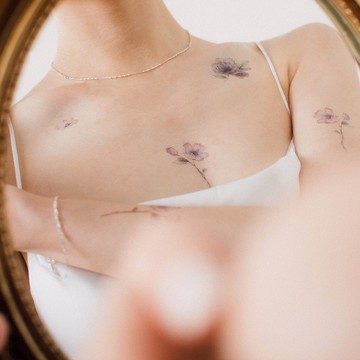 木槿青鳥-2入紋身貼紙 原創手繪設計