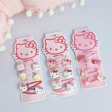 HELLO KITTY卡通發夾兒童可愛KT貓對夾蝴蝶結發繩小女孩扎頭發圈