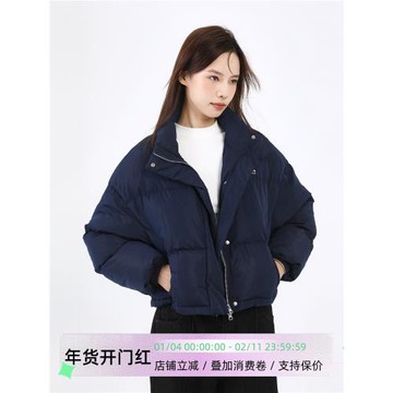 COIE冬季24新品顯高美式復古寬松短款棉服刺繡LOGO加厚面包服外套
