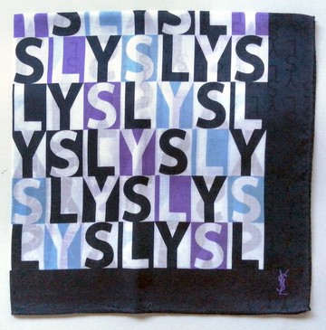 Yves Saint Laurent 復古絲巾 緹花織紋 YSL 標誌設計 21.5 x 21 英吋