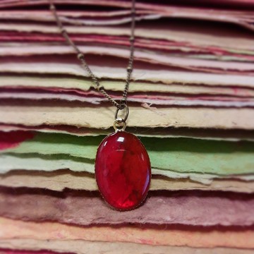 手工紙短鍊 < 大紅小橢圓 >