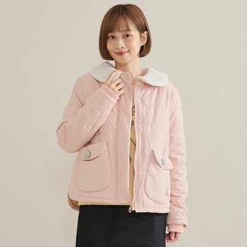 a la sha 毛毛小熊領鋪棉外套