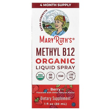 MaryRuth's, 有機甲基 B12 液體噴霧，特強型，漿果味，1500 微克，1 液量盎司（30 毫升）