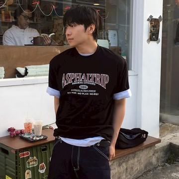 正韓Overfit 日常街頭美式字母印花短袖T恤 2色 YUPPIE 預購商品 0608