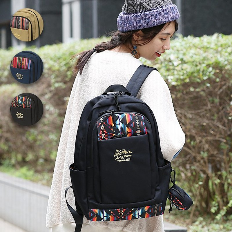 リュックサック バックパック デイパック バッグ レディース メンズ 秋 冬 大容量 マチ 収納力 背面ポケット ナバホ柄 ポーチコンビリュック Zjwcbb7060 通販 Lineポイント最大0 5 Get Lineショッピング